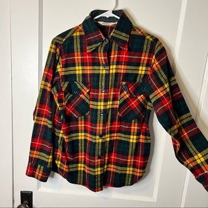 Vintage Woolrich Wool Flannel Bright Fall Colors Medium
